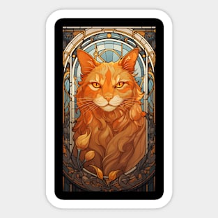 Golden Art Nouveau Cat Sticker